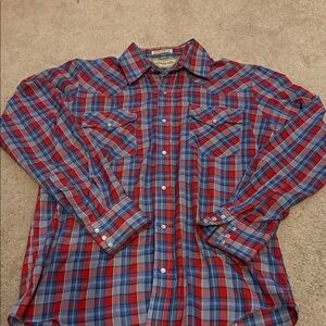 Vintage Men’s Pearl Button Western Style Shirt Timber Run Woven Gingham